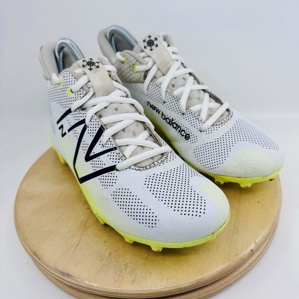 New Balance FreezeLX v4 Shoes Kids 5.5 White Yellow Lacrosse Cleats